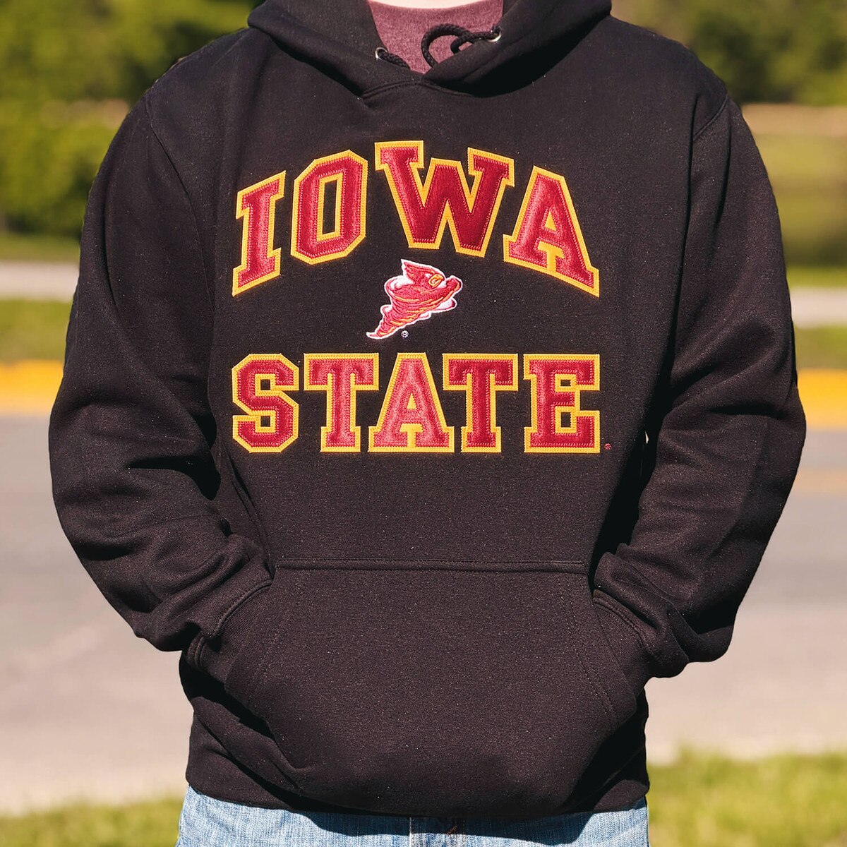 CI Sport Iowa State Punching Cy Black HW Hooded Sweatshirt design close up